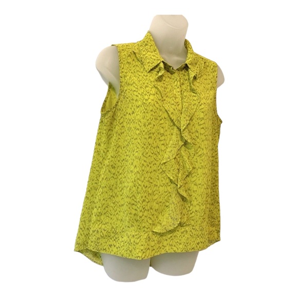 Cabi Chartreuse Ruffled Reign Blouse #3071 - Picture 5 of 11
